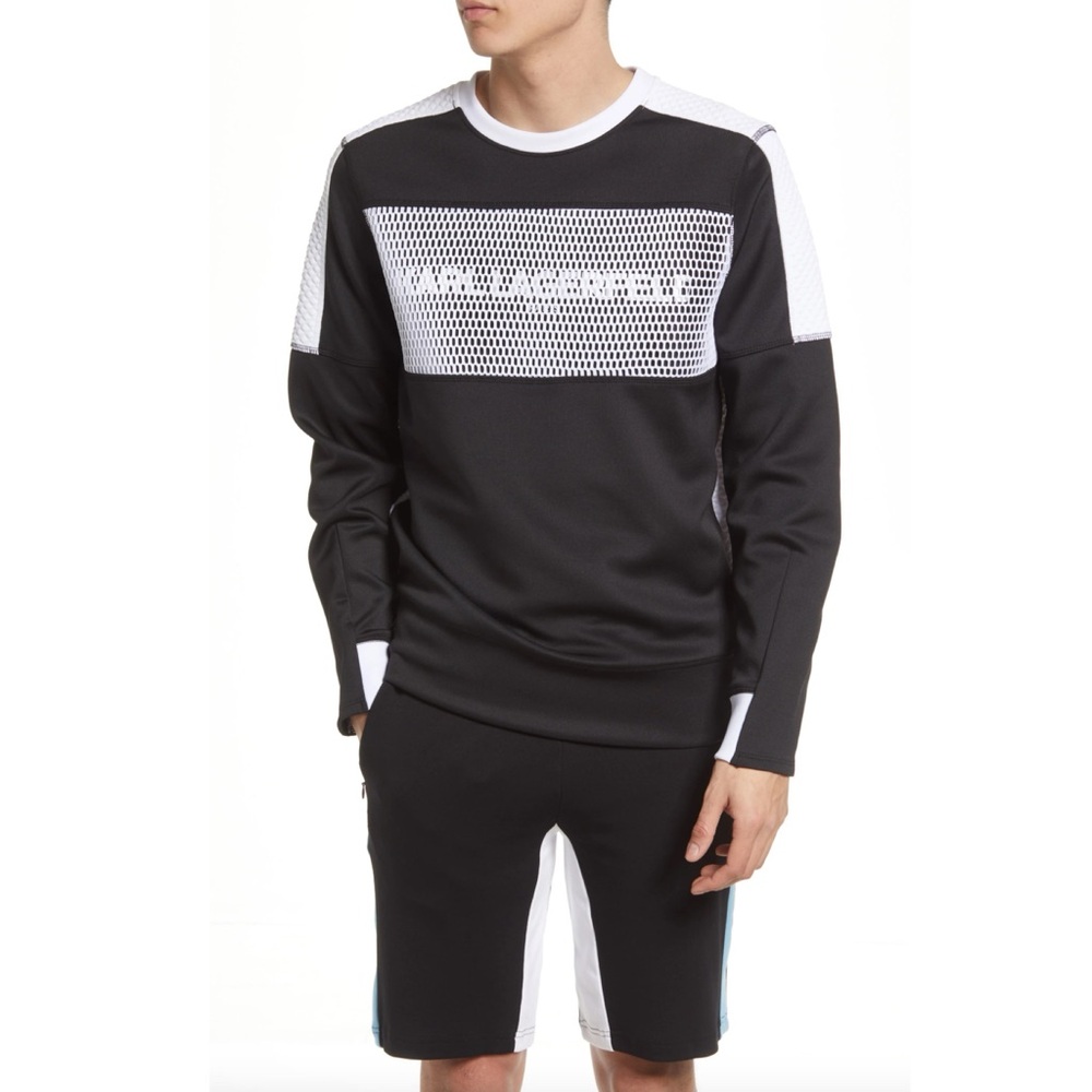 Karl Lagerfeld Paris Mesh & Neoprene Colorblock Crewneck